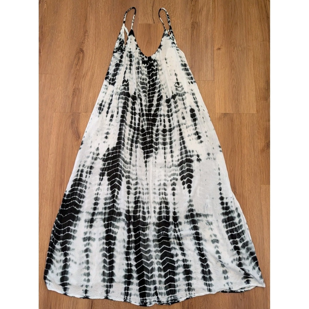 Raviya Oversize Black & White Tye Dye Maxi Dress Size S Boho Beach Whimsy Flowy - Picture 2 of 9